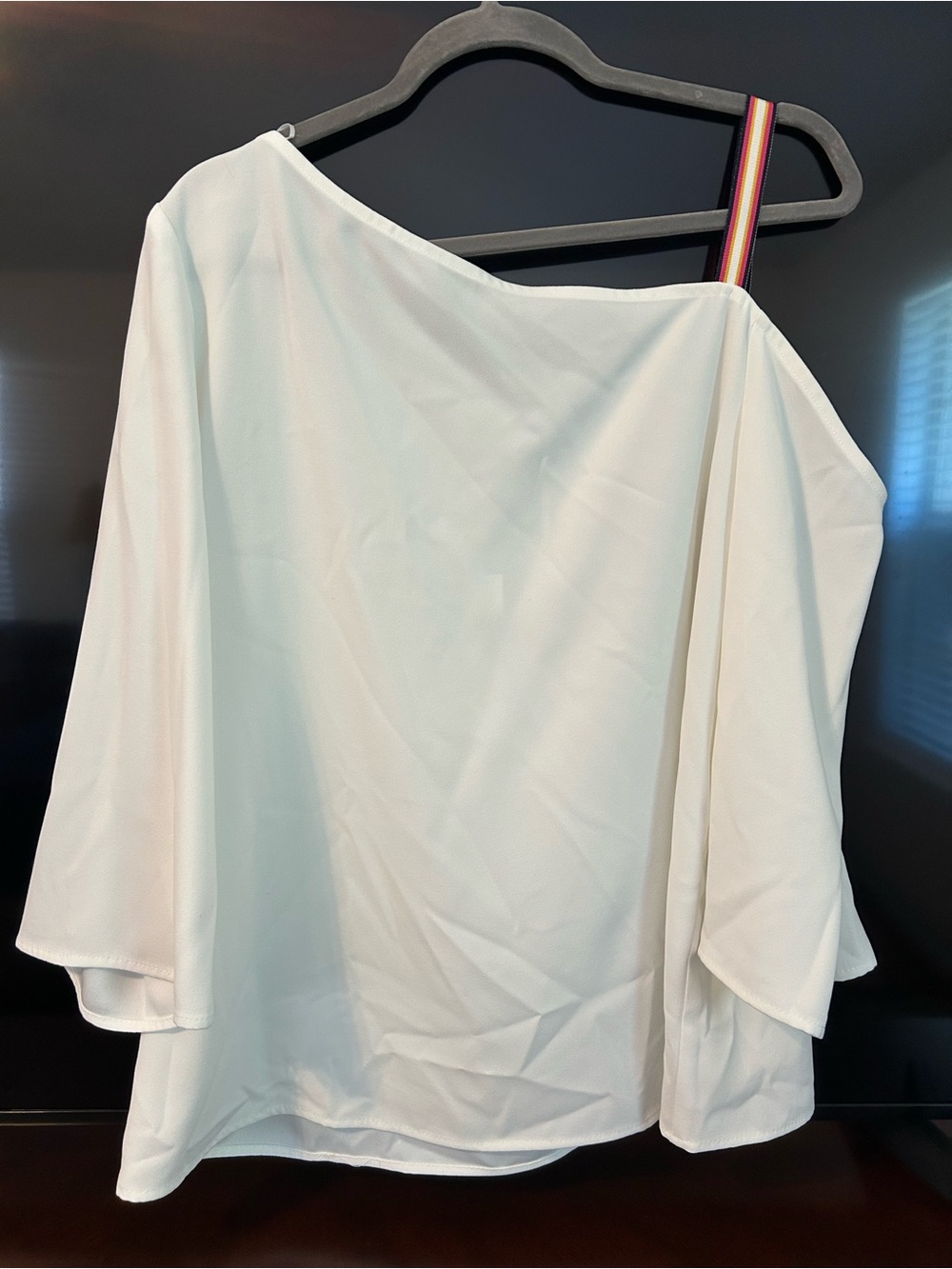 Trina Turk White One-Shoulder Tunic with Striped Strap